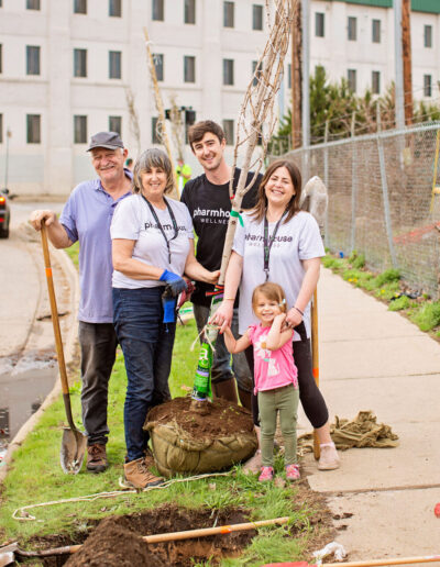 The Kornoelje Pham helped plant trees in the West Wealthy corridor with Friends of Grand Rapids Parks.
